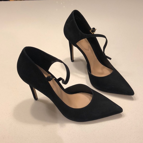 Aldo Shoes - Aldo Black Suede Heel with strap. NEVER WORN.